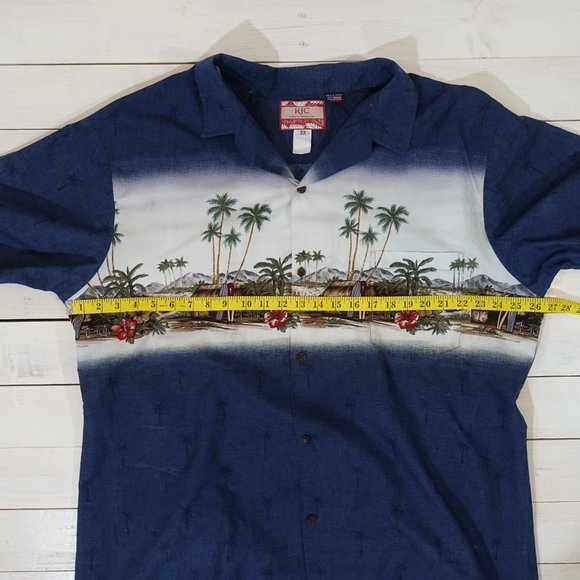 VTG RJC Hawaiian Shirt Button Up Blue Camp Shirt - Picture 8 of 10